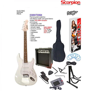 Pack Guitarra Eléctrica color blanco marfil Scorpion PAC 6WH