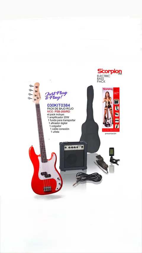 Pack de Bajo Eléctrico color rojo PSB-200 Scorpion