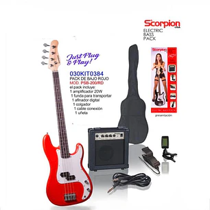 Pack de Bajo Eléctrico color rojo PSB-200 Scorpion