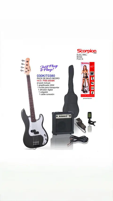 Pack de Bajo Eléctrico color negro PSB-200 Scorpion