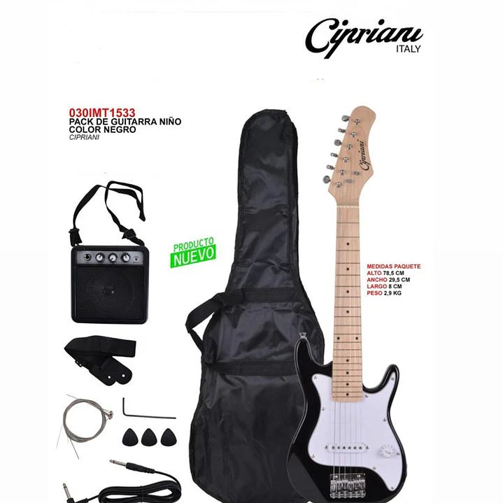 Pack Guitarra Eléctrica Infantil Cipriani con Amplificador 2W 1
