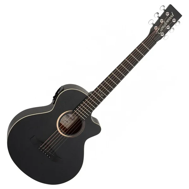 Guitarra Electroacústica de viaje Tanglewood negro satinado Smokestack. 1