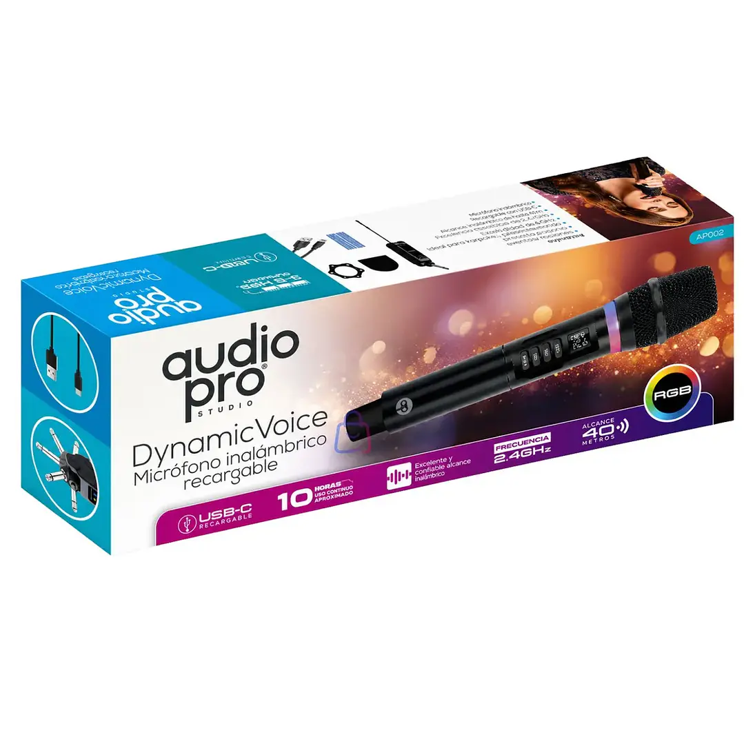 Micrófono Inalámbrico Recargable Receptor USB-C RGB - PS AUDIO PRO 1