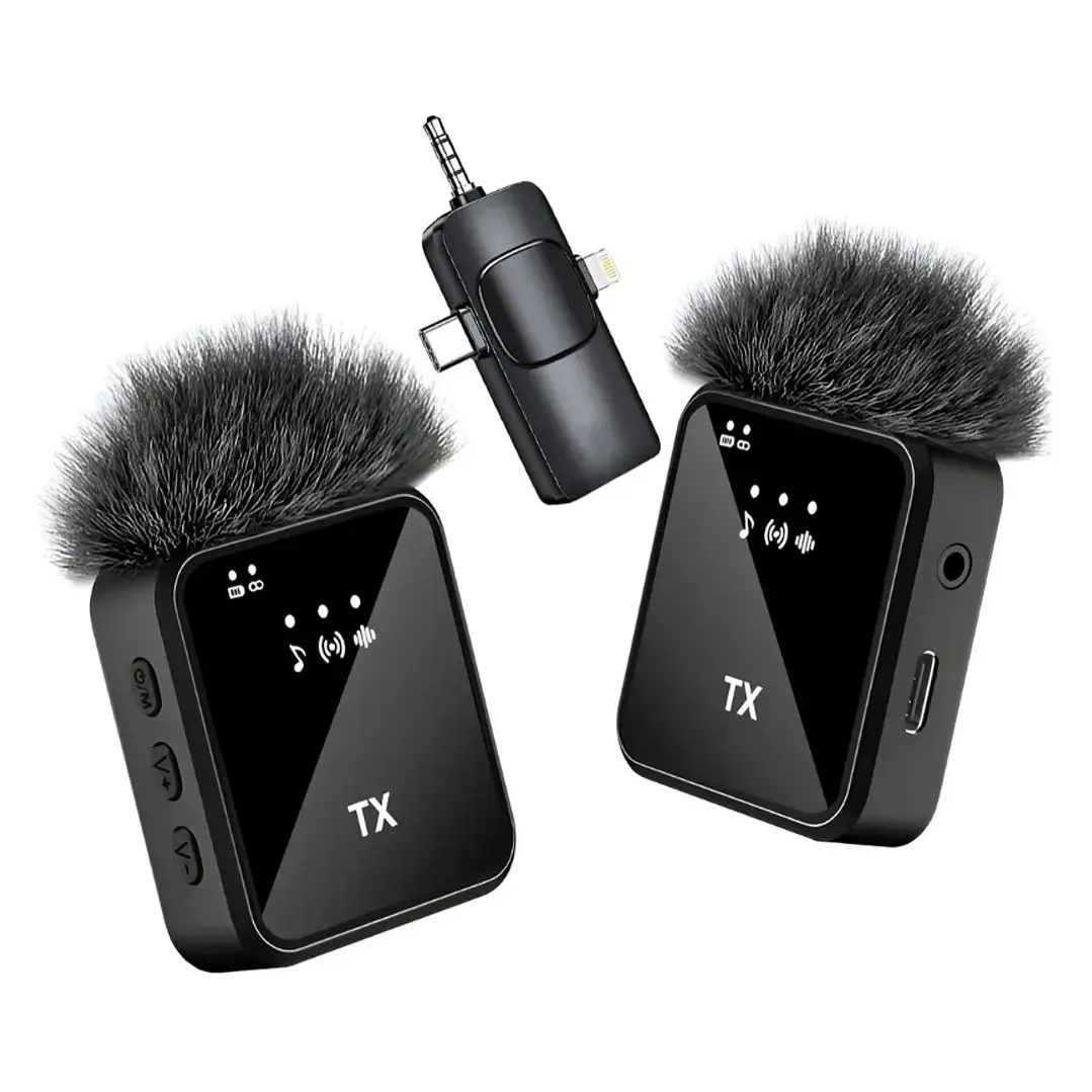 Pack 2 Microfonos Inalambrico 3 En 1 Para iPhone Android Pc 1