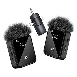 Pack 2 Microfonos Inalambrico 3 En 1 Para iPhone Android Pc
