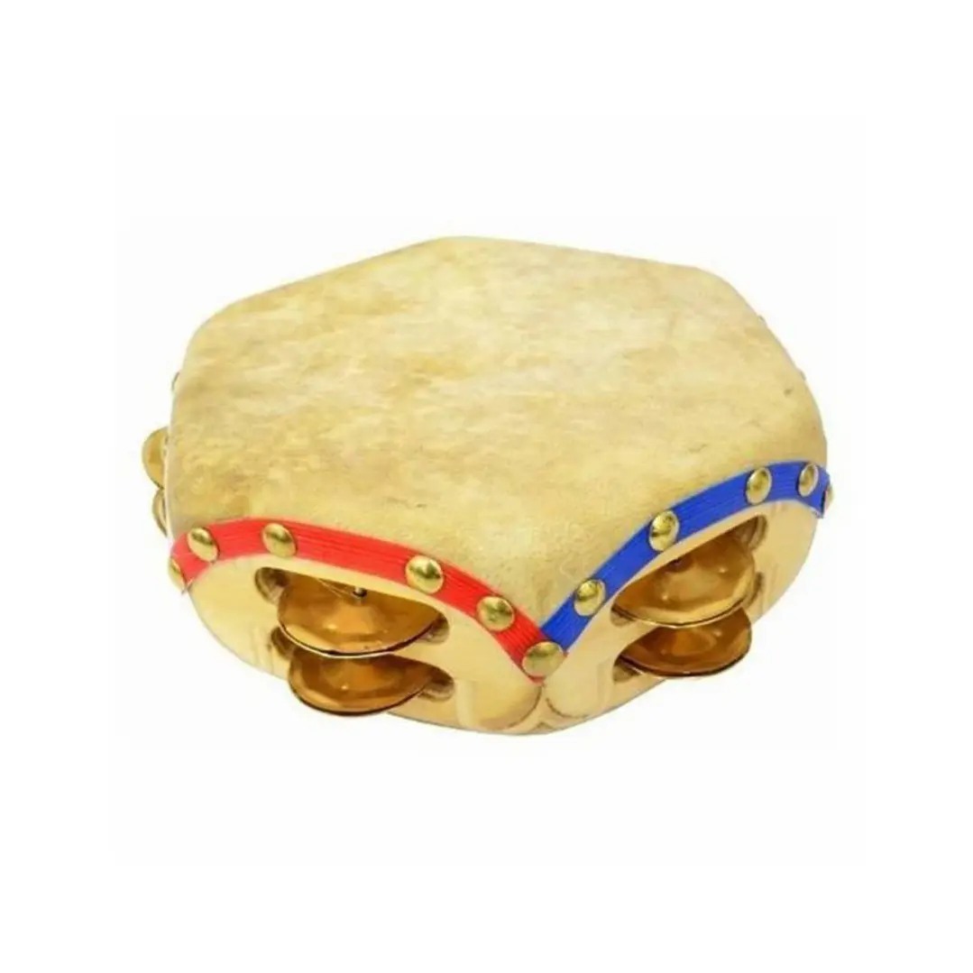 Pandero hexagonal cuequero bronce 20 chapas PAN-HEX-B 1