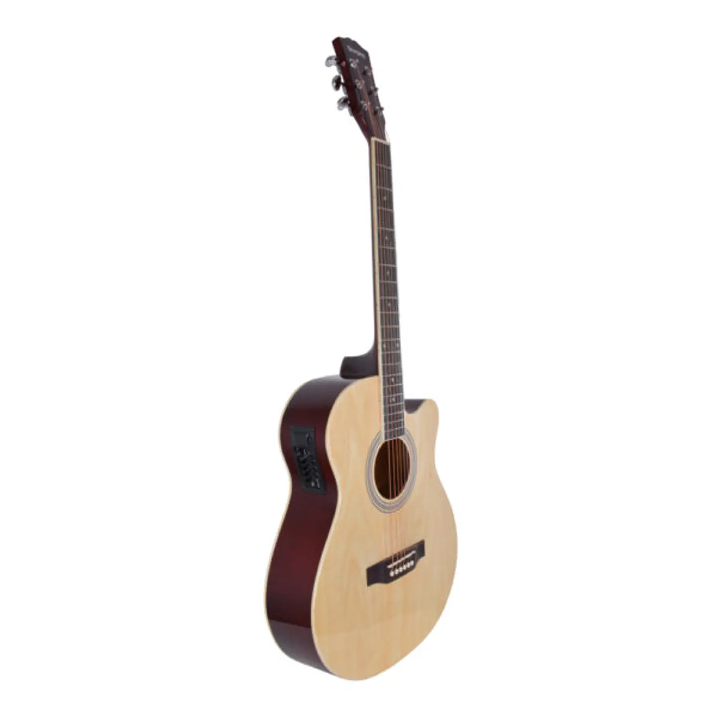 Guitarra Electroacústica con ecualizador cuerdas metálicas color natural Scorpion 1