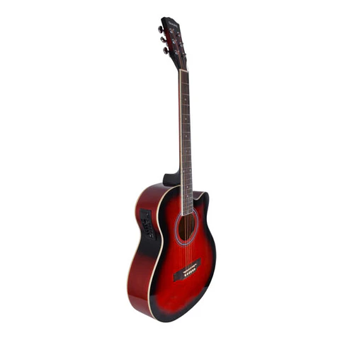 Guitarra Electroacústica con ecualizador cuerdas metálicas color roja Zaragoza