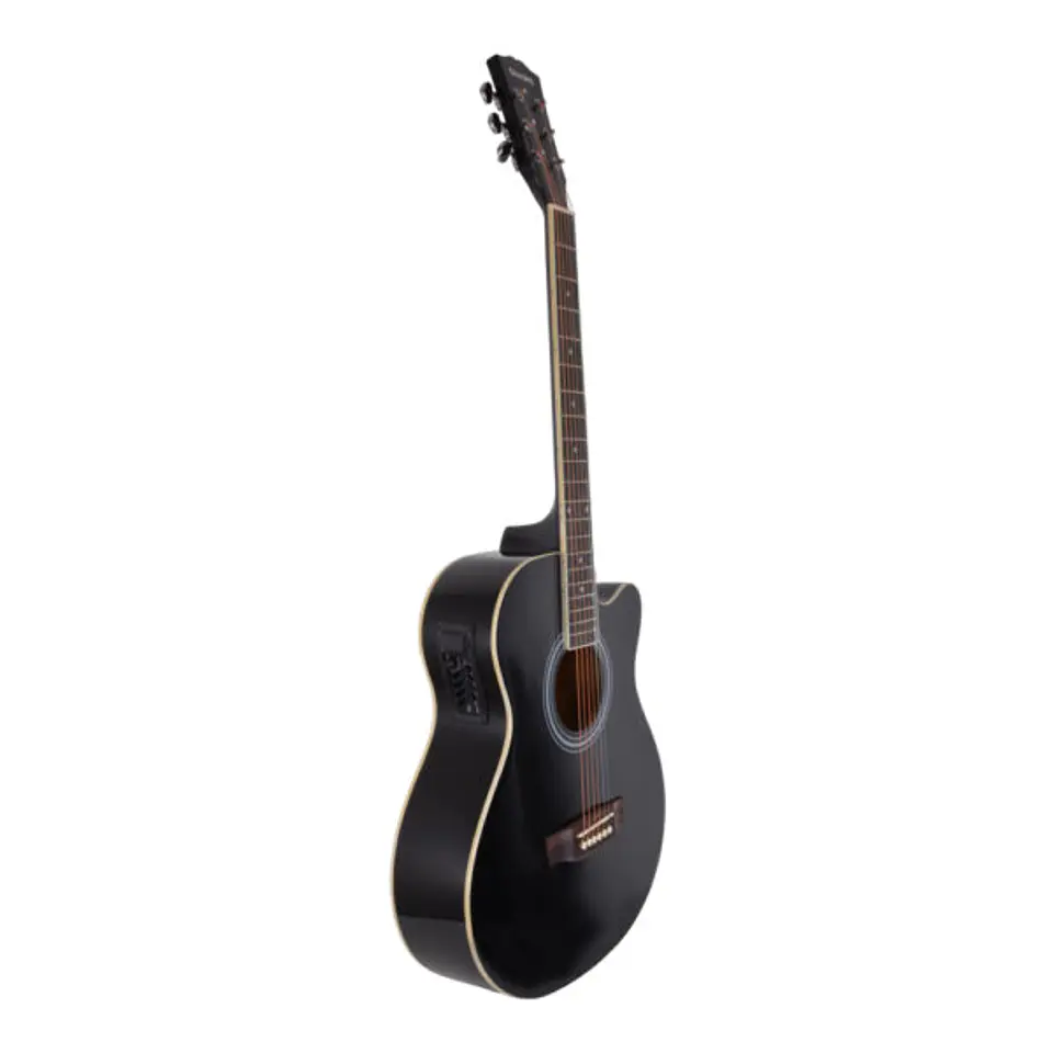 Guitarra Electroacústica con ecualizador cuerdas metálicas color negro Scorpion 1