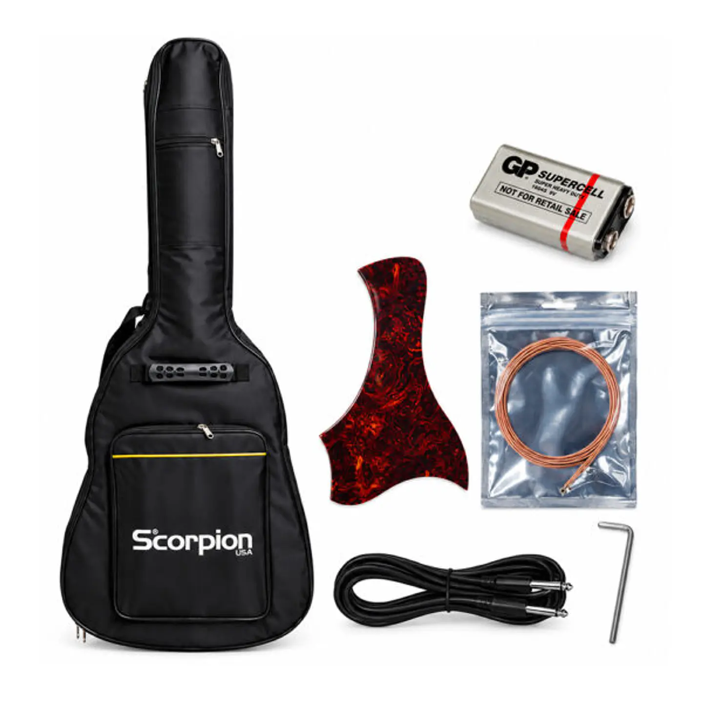 Guitarra Electroacústica con ecualizador cuerdas metálicas color negro Scorpion 2