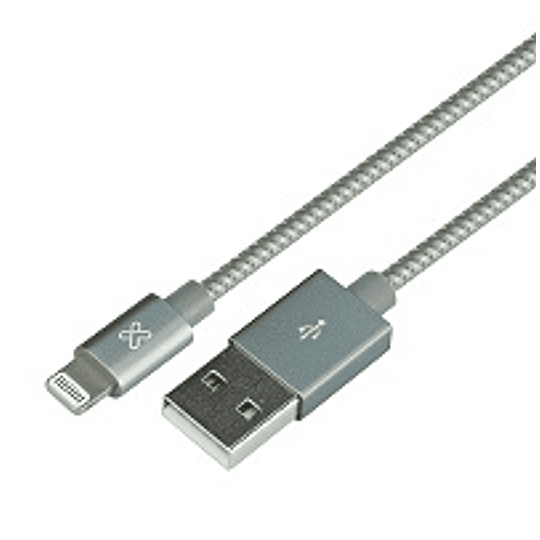 KlipX cable lightning tejido para Iphone 200Cm color Gray 