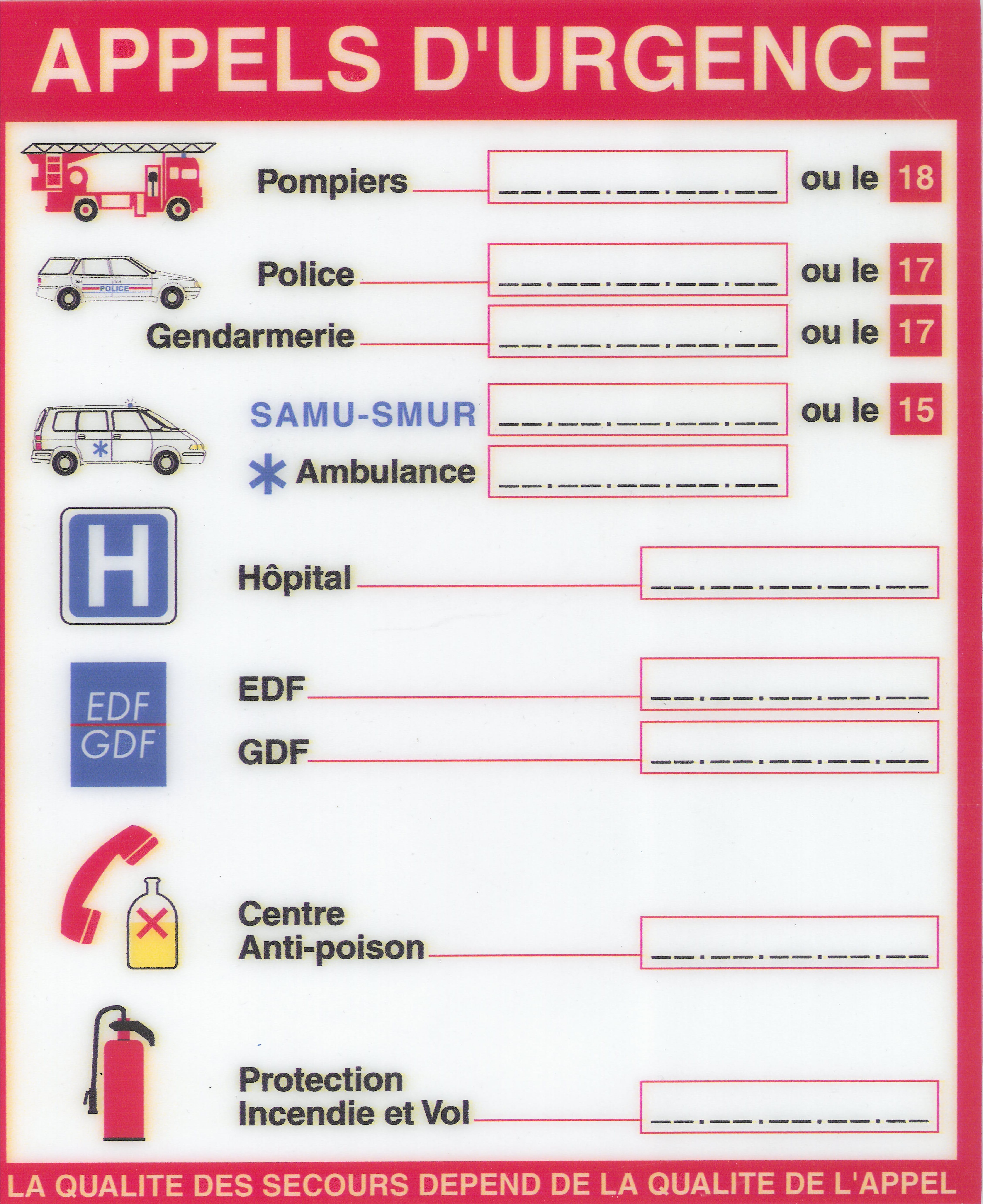 Appels d'urgence