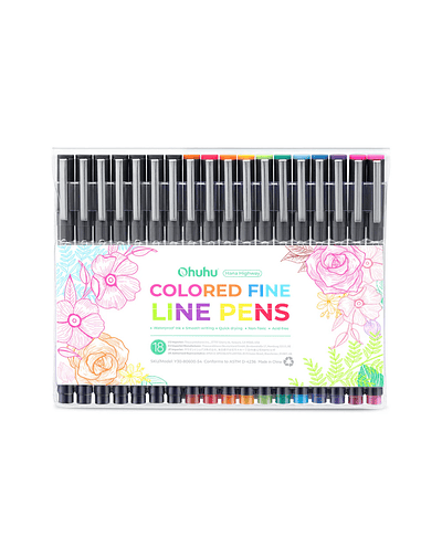 Ohuhu Hana Highway Fineliner Bolígrafo de Dibujo Pack 18