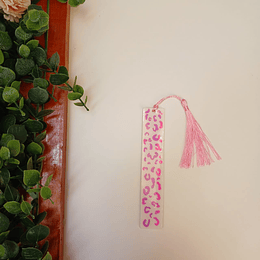 Separador de libro de resina diseño animal print rosado