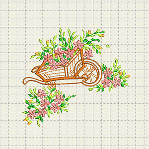 Matriz primavera #1 carreta con flores