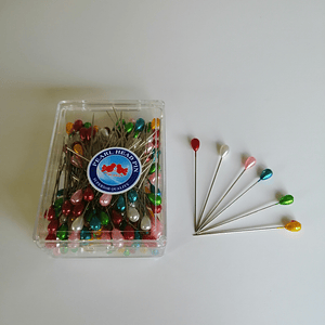 Alfileres gr. cabeza perla 65mm cj. 140 und.