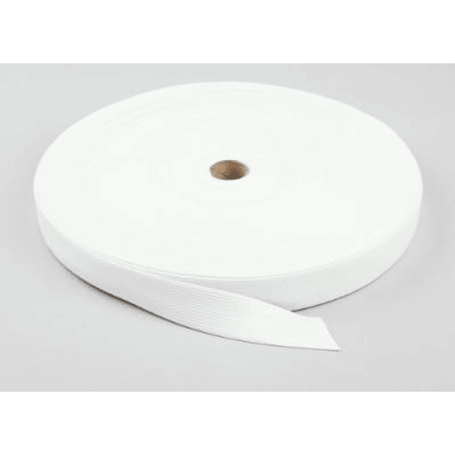 Elastico plano blanco rollo 25mm  x 30mt