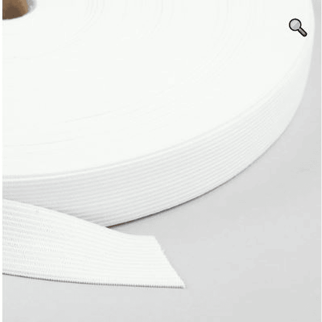 Elastico plano blanco rollo 25mm  x 30mt