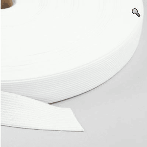 Elastico plano blanco rollo 25mm  x 30mt