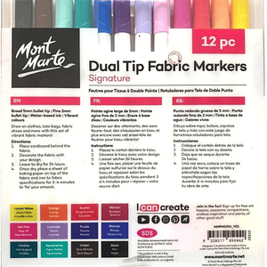 Set 12 rotuladores tela doble punta