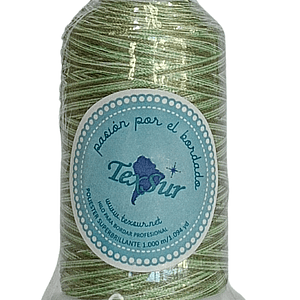M046 hilo de bordar matizado texsur verde 1000 mts.