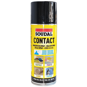 Spray adhesivo de contacto 2 en 1 soudal,  300ml