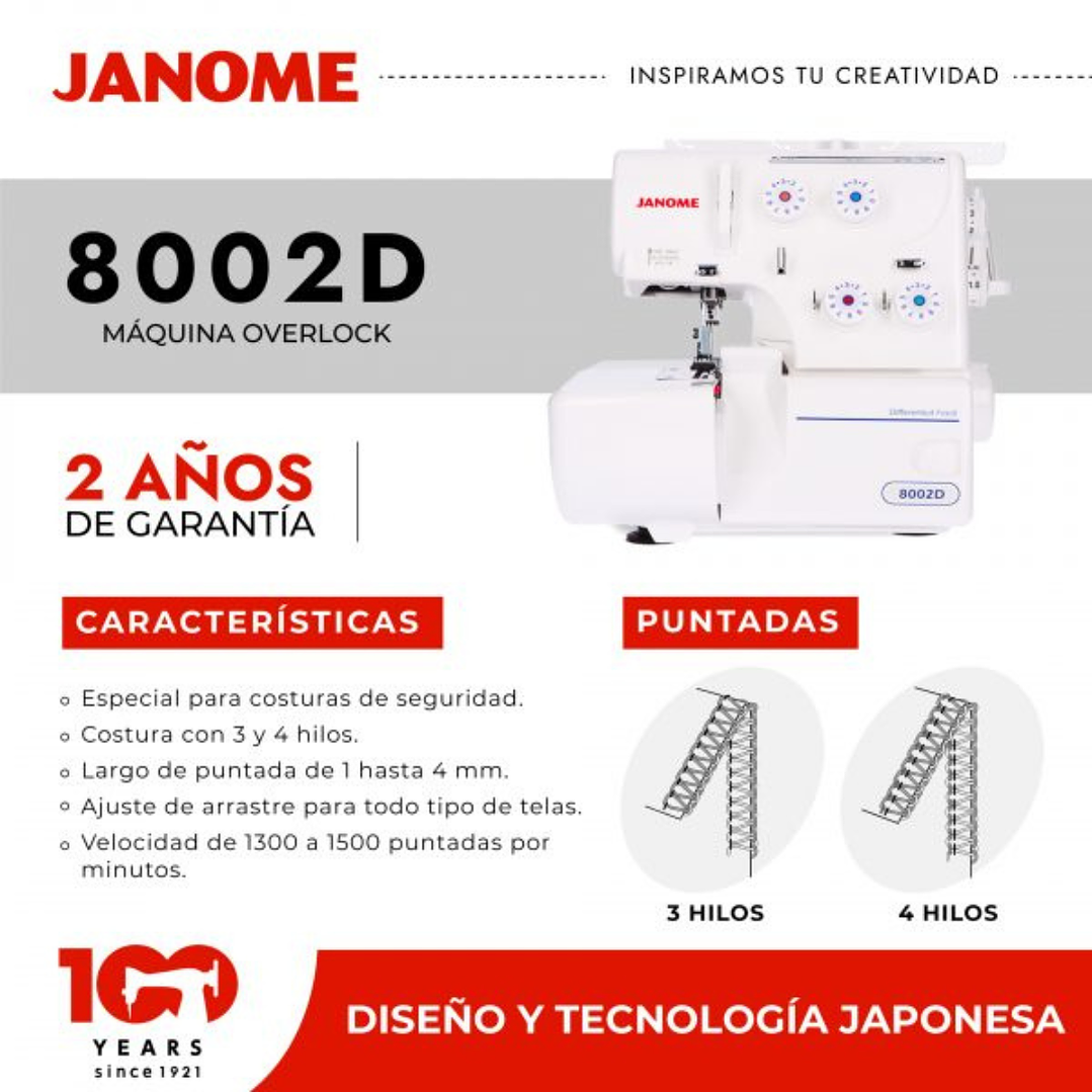 Máquina overlock janome 8002d 8