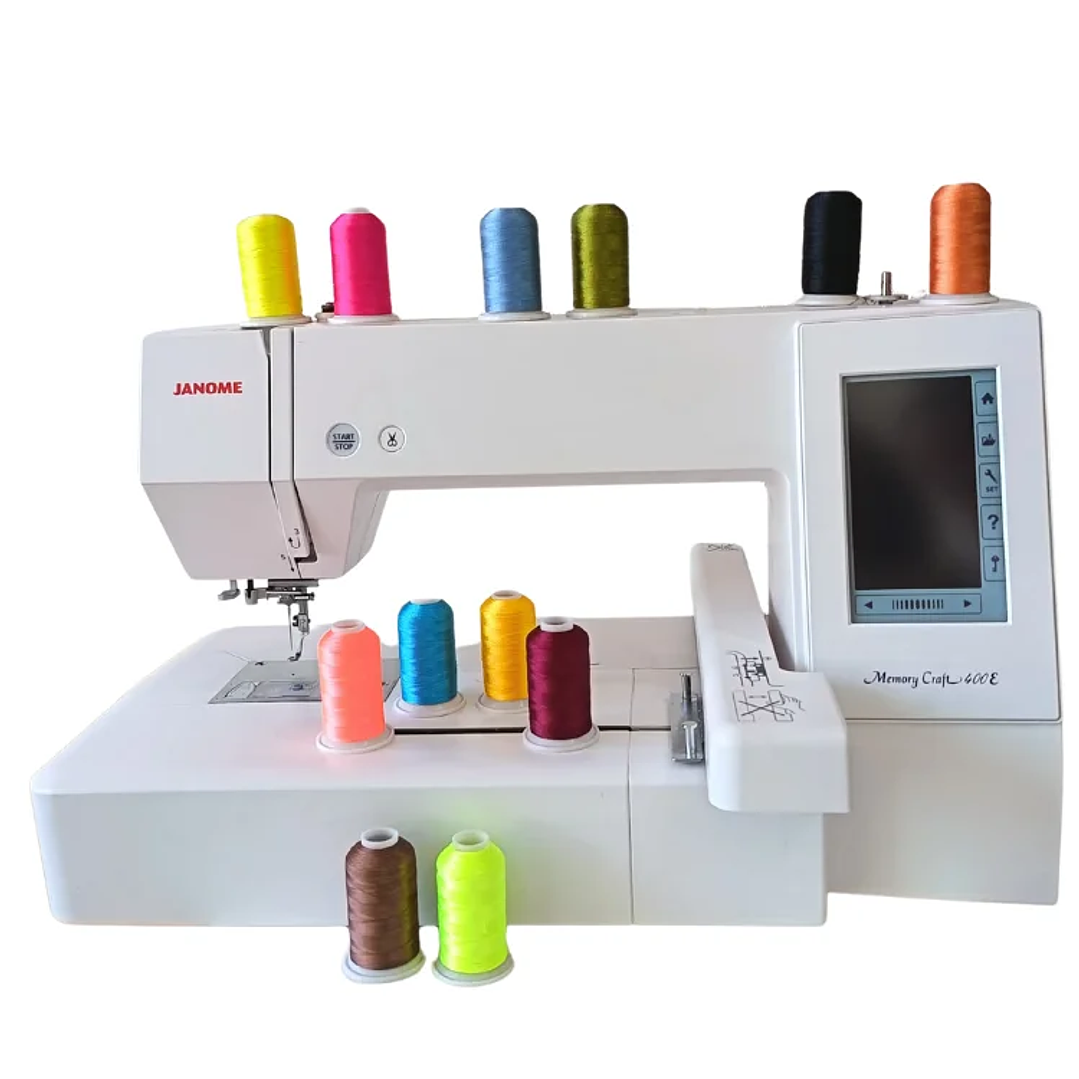 Bordadora janome mc400 + set 12  hilos bordado 1.000 mts. 2
