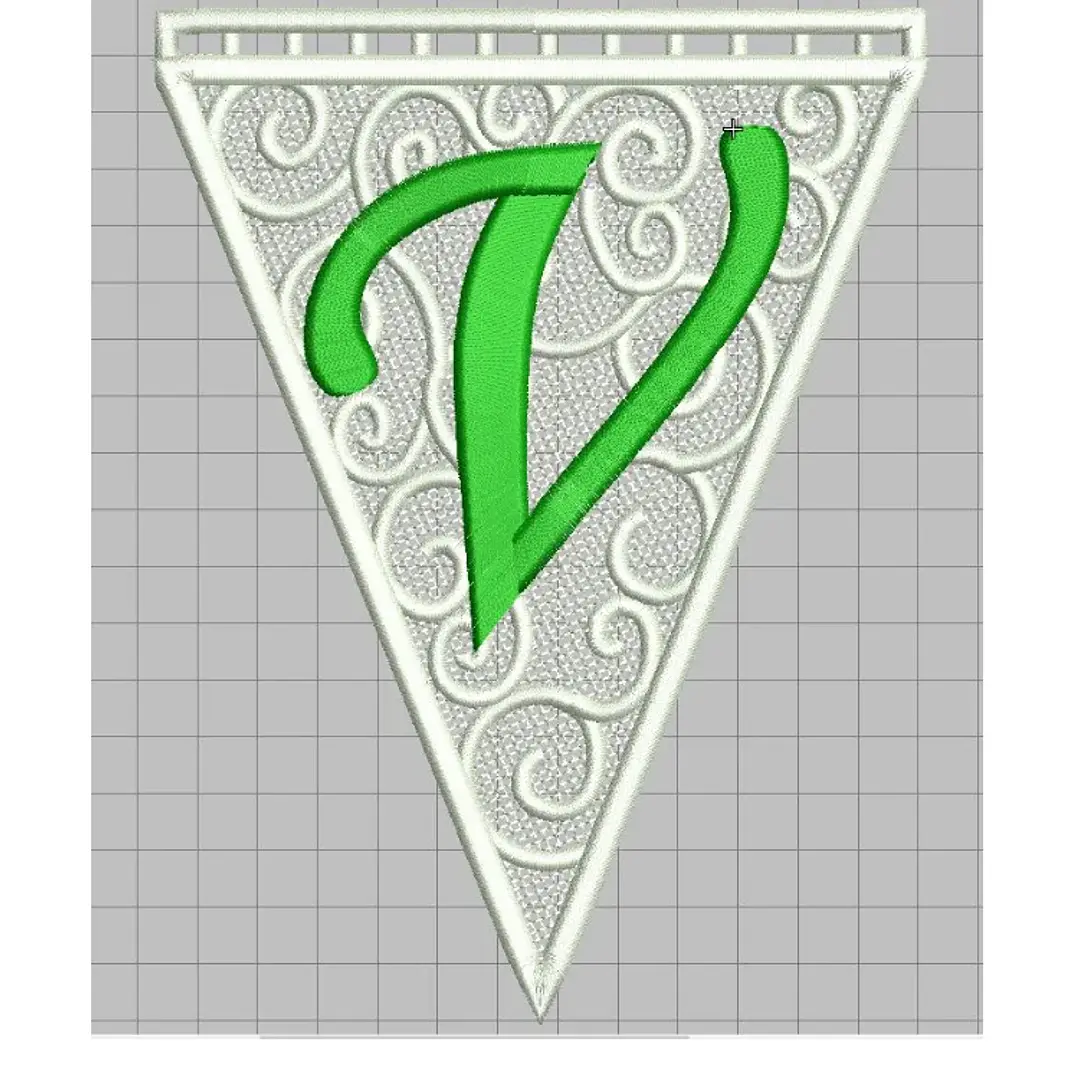 Matriz encaje libre banderin letra v 1