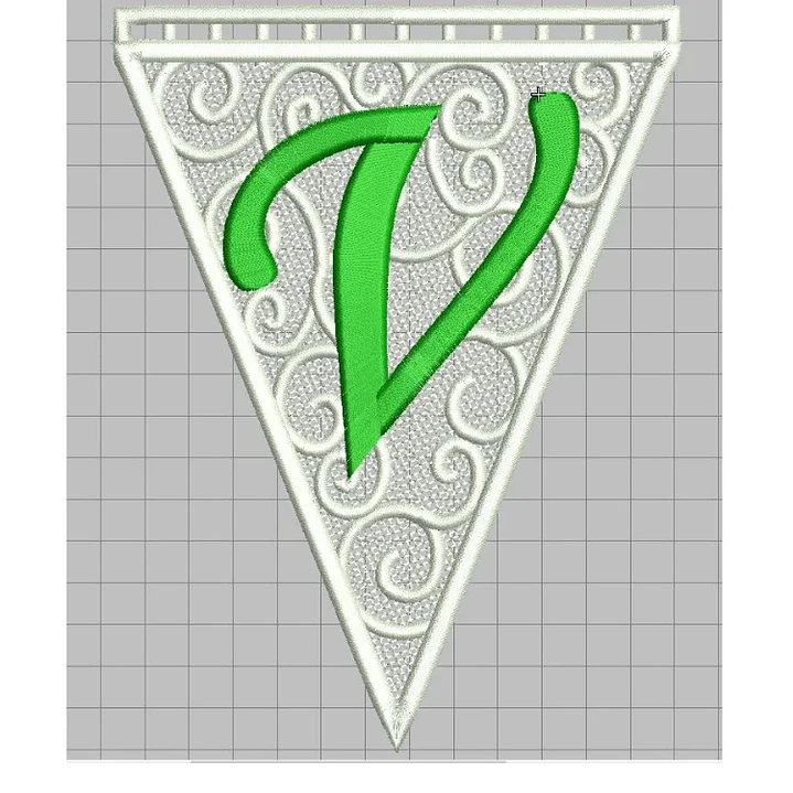 Matriz encaje libre banderin letra v 1