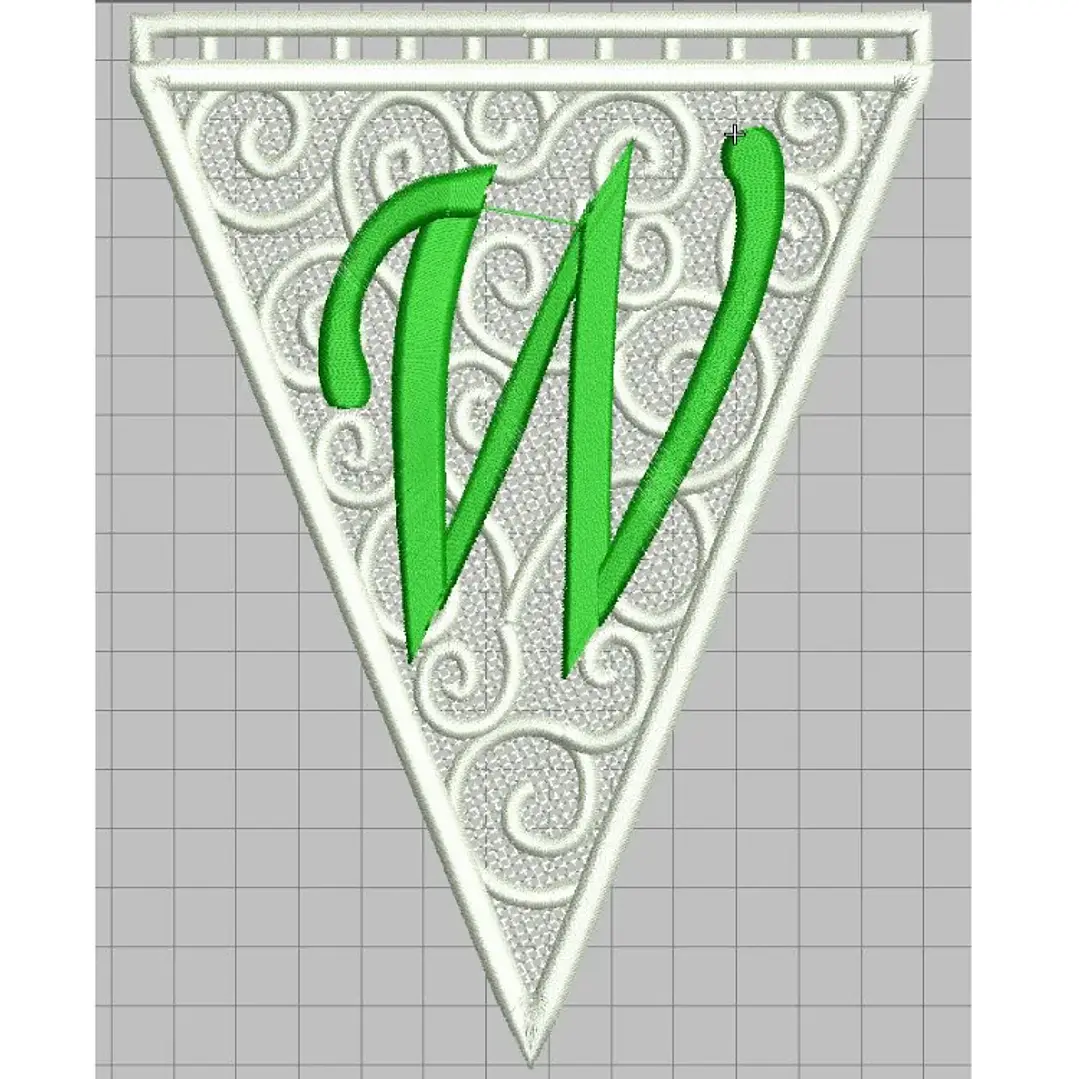 Matriz encaje libre banderin letra w 1
