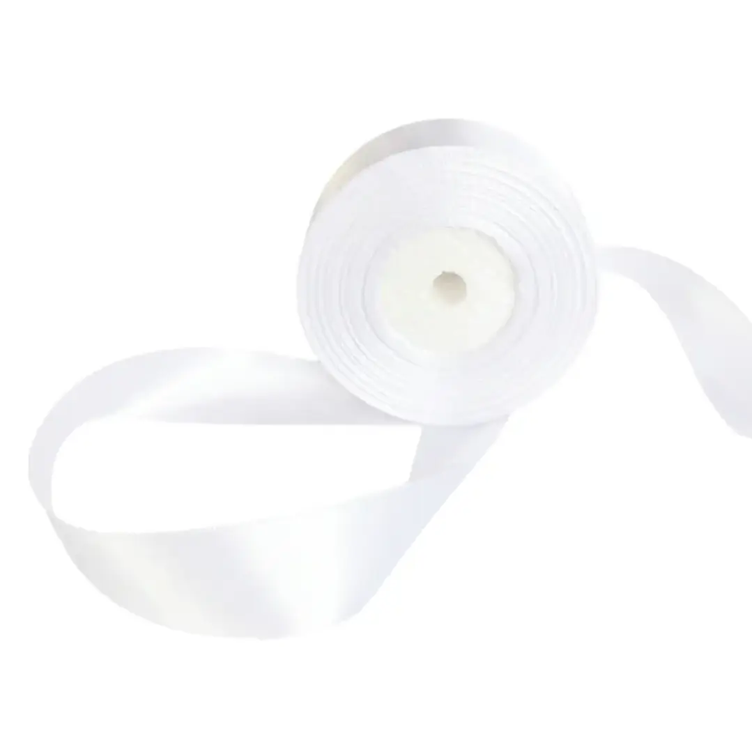 Cinta de raso 25 mm x 46 mts.  blanca 3