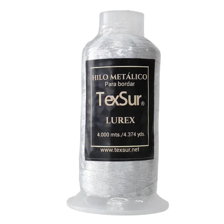 Hilo de bordar metalizado plata texsur 4000 mts. 1