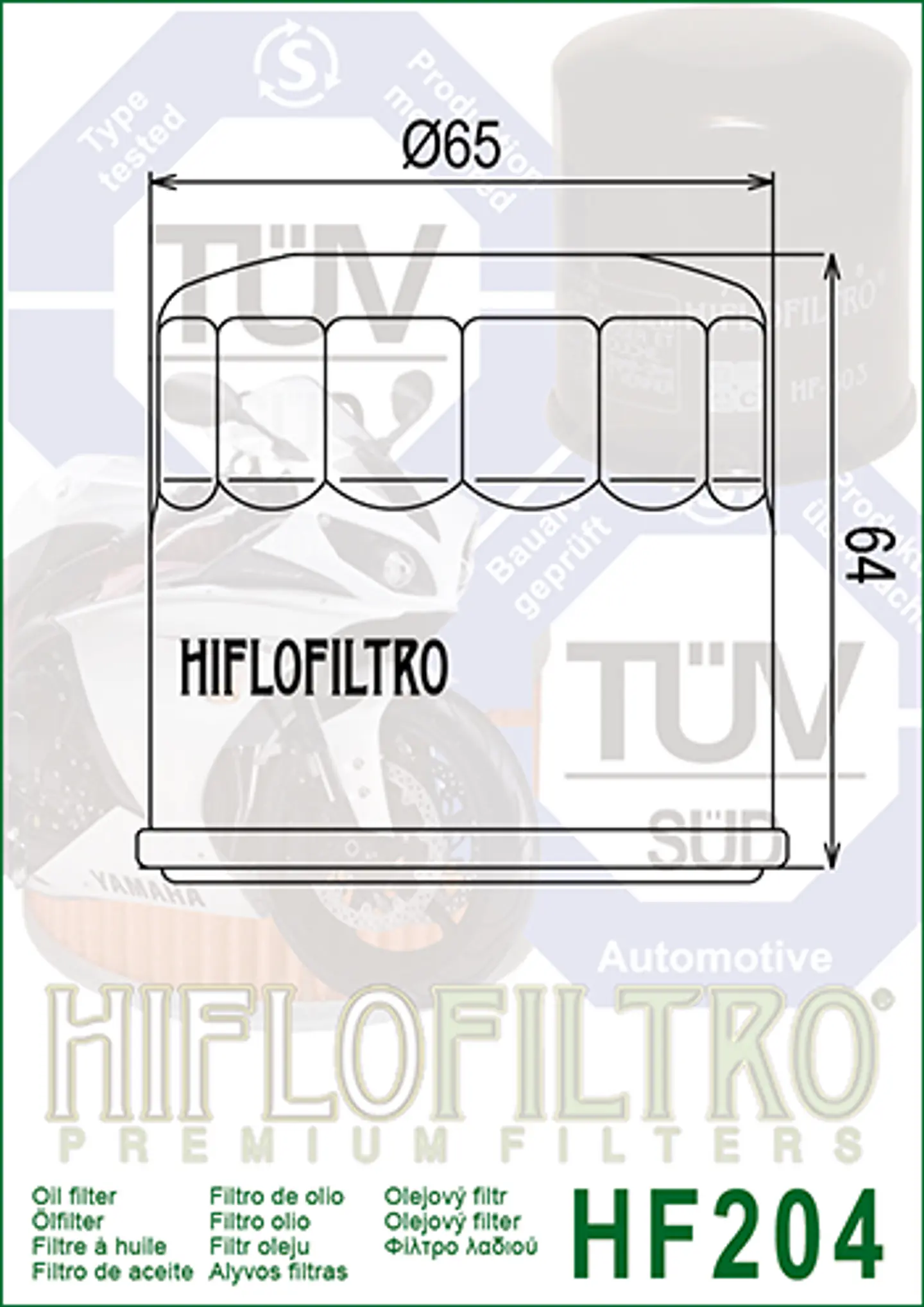 Filtro de óleo HiFlo-Filtro HF204 para Honda, Kawasaki, Yamaha e Triumph. 2