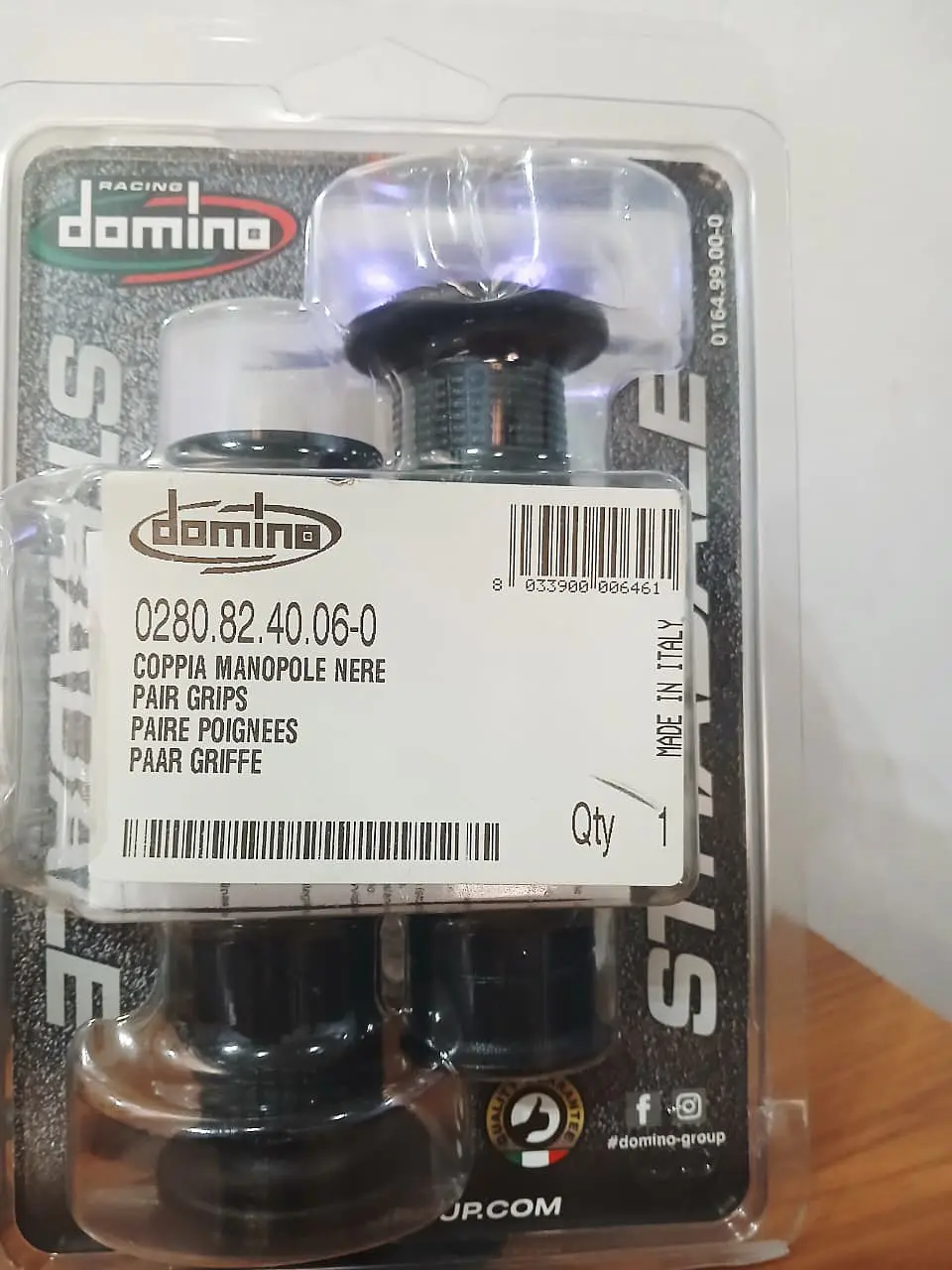 Punhos Domino Black Road, extremidade aberta, 120mm de comprimento (1 par) 3