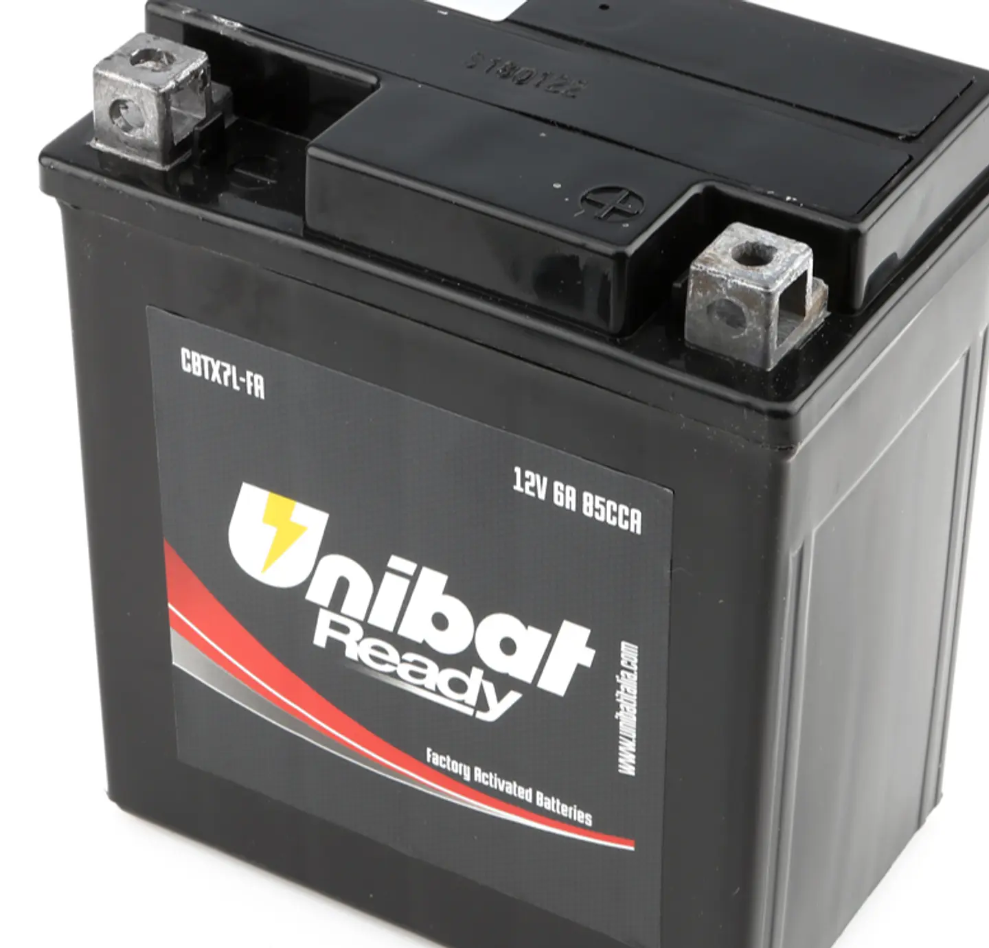 Bateria Unibat Ready CBTX7L-FA, 6A, CCA 85A, polaridade direita, 114x71x131mm, bateria AGM selada de fábrica e livre de manutenção.   1