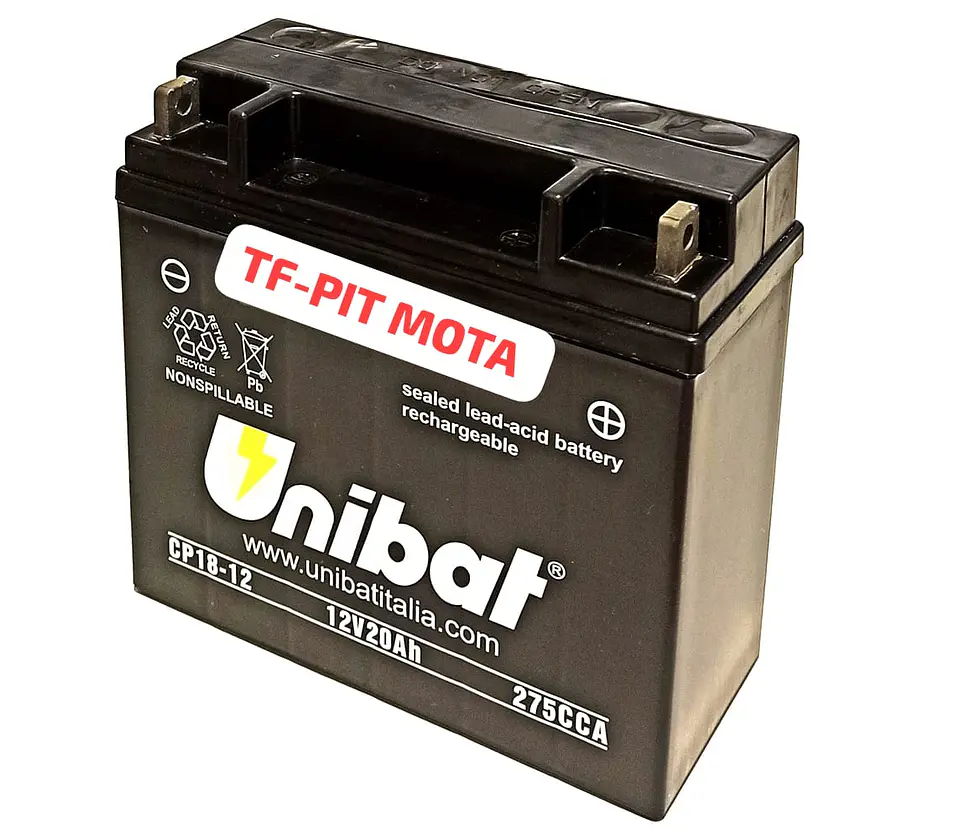 Bateria Unibat BMW/Ducati 12V 20Ah, selada, dimensões 181x76x167, polaridade direita. 1