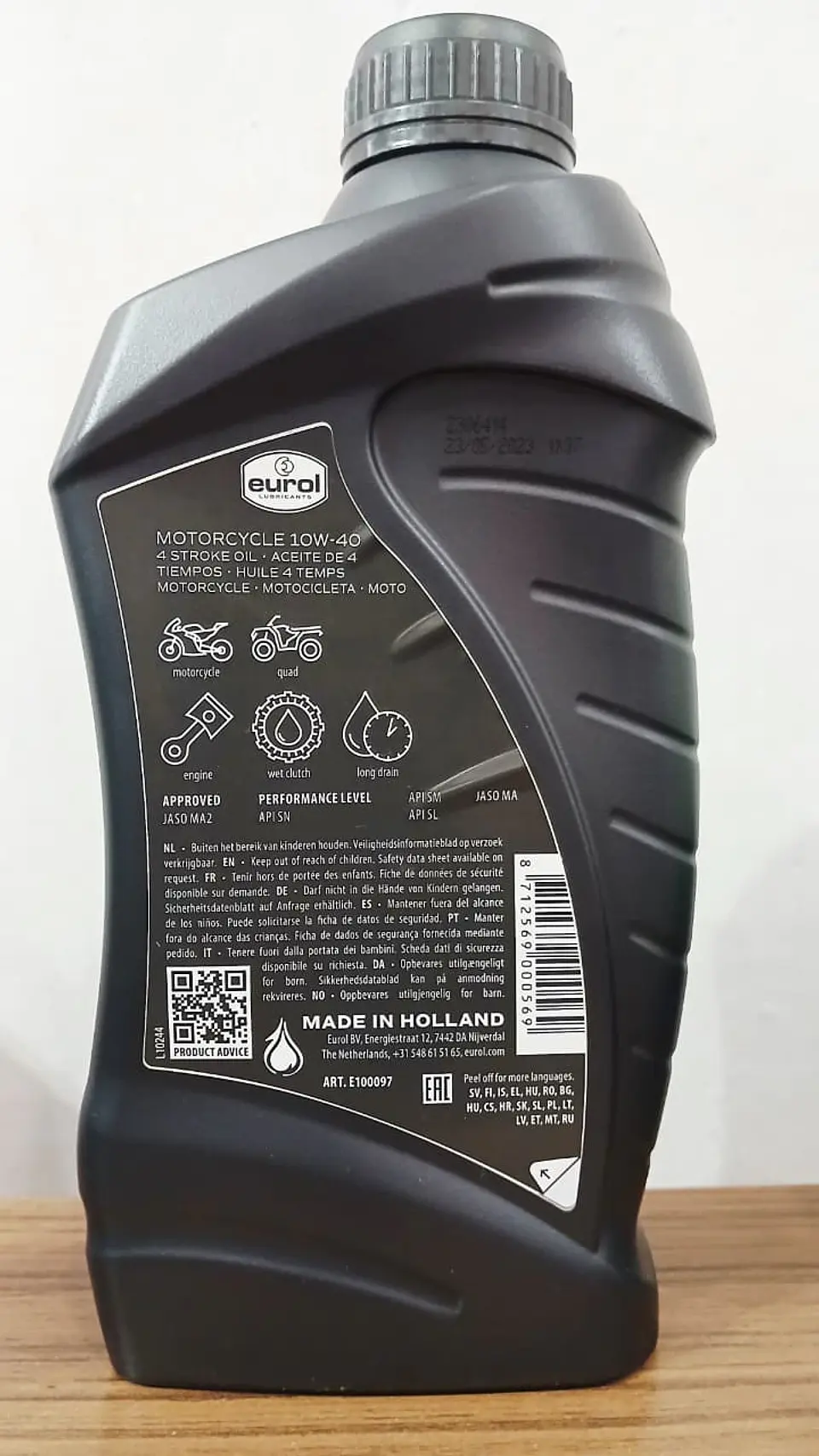Óleo Eurol Motorcycle SYNTHETIC ESTER 10W-40 1L, MADE IN HOLAND 2