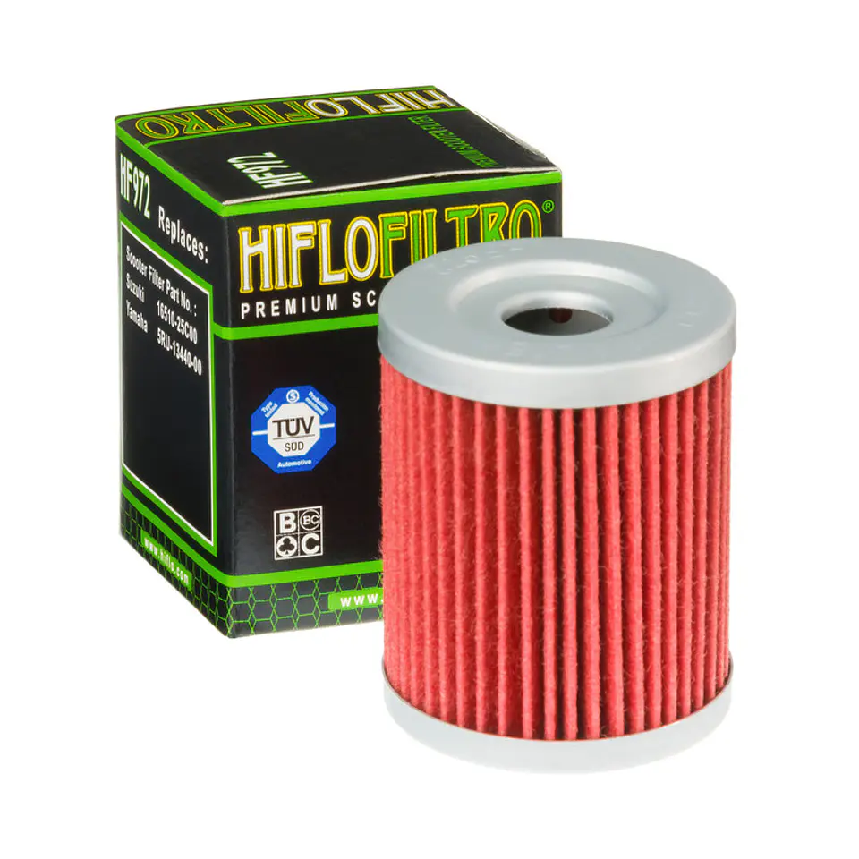 Filtro de óleo HiFlo-Filtro HF972 Premium, Suzuki Burgman 250 99-07, Burgman 400 98-06, Majesty 400 04-, X-MAX 400, Sym Maxsym 400 1