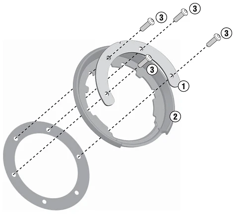 Flange para bolsa de tanque de combustível Givi Tanklock BF11, para BMW, Ducati, KTM, Triumph