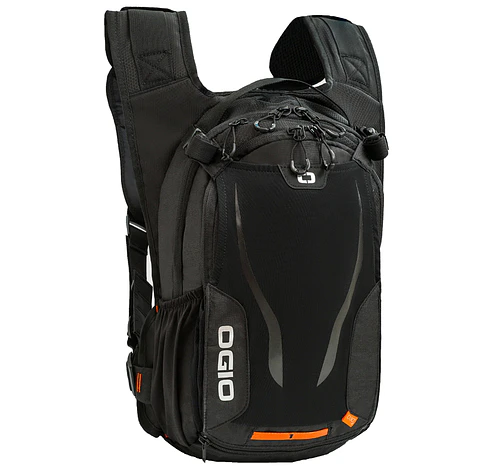 Mochila Ogio Safari D3O, com protetor de costas D3O incluso e reservatório de hidratação de 2 litros, ideal para motociclismo, bicicleta, trilhas e atividades ao ar livre.