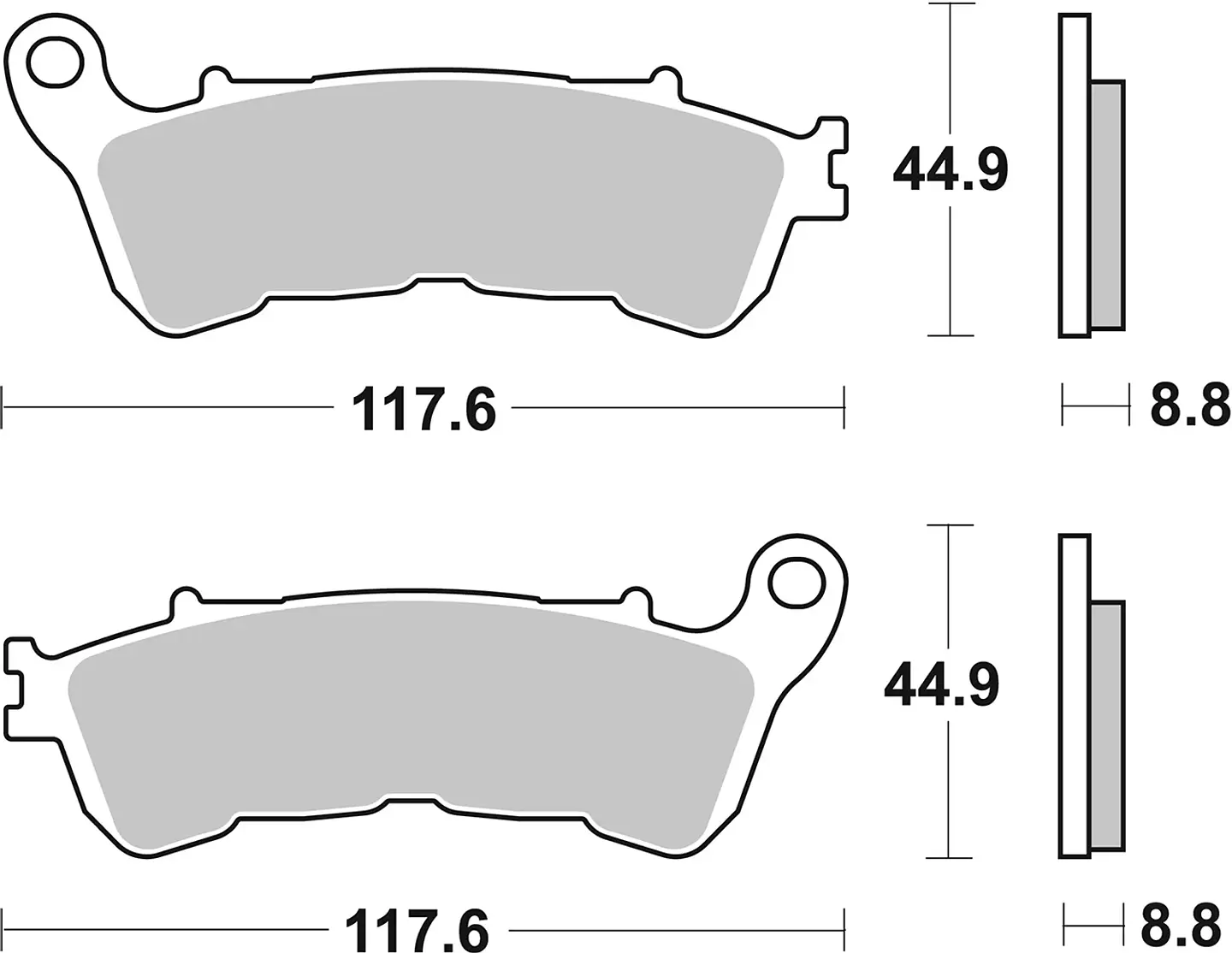 Calços de freio Brembo 07063XS sinterizadas (1 par para 1 disco) Para pinça de freio dianteira Forza/Jazz 05-17, SH 125/150 09-16 (SEM ABS), SH 300 07-14, SW-T 400/600, Suzuki Burgman 125/200, UX 1 2