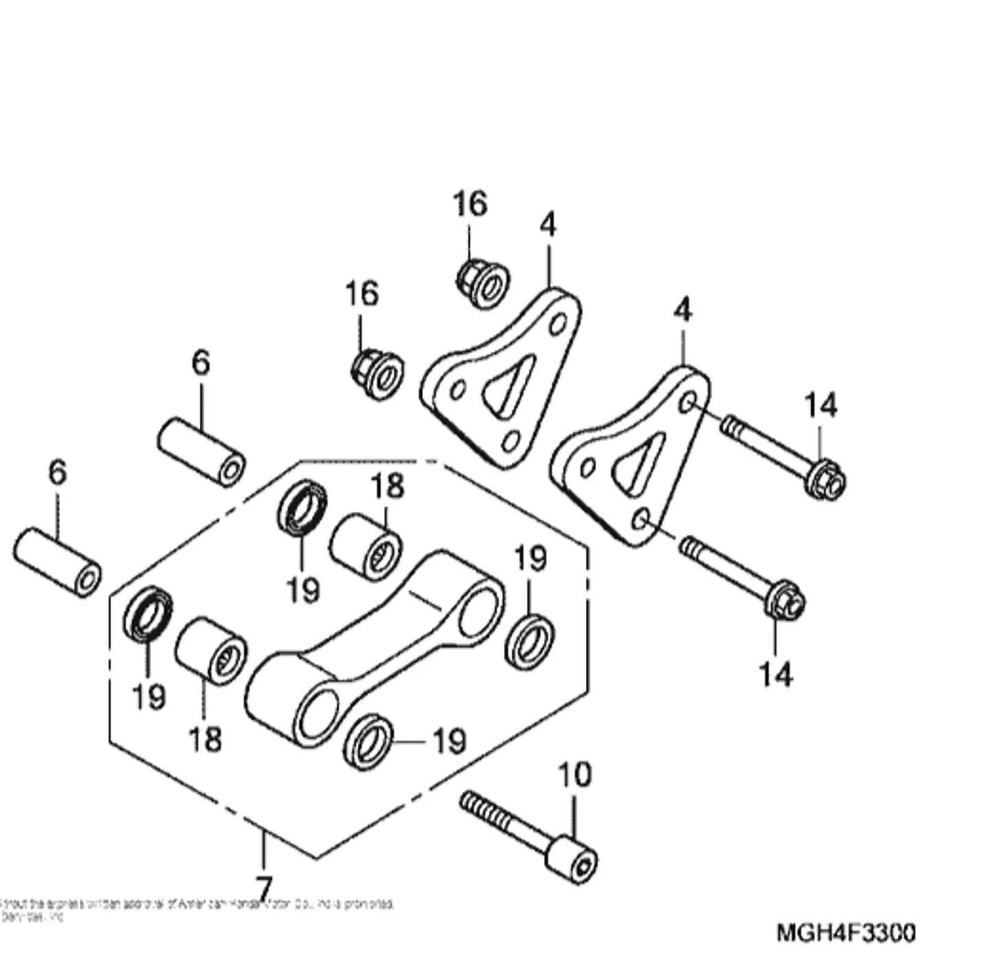 Diagrama do amortecedor traseiro-SUB-CONJUNTO DA HASTE- HONDA VFR 1200X CROSSTOURER 1