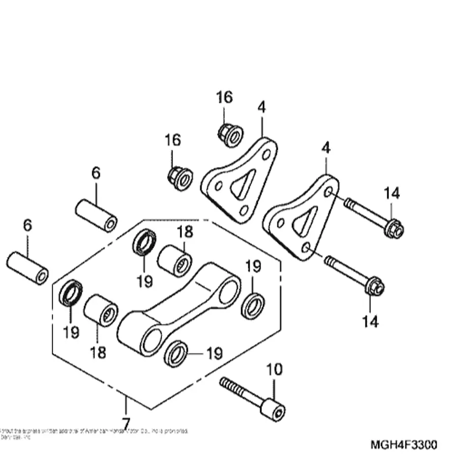 Diagrama do amortecedor traseiro-SUB-CONJUNTO DA HASTE- HONDA VFR 1200X CROSSTOURER 1