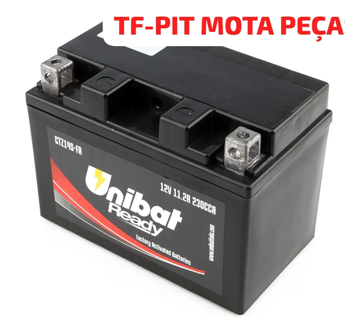 Bateria Unibat Ready CTZ14S-FA, 11,2A, CCA 230A, polaridade esquerda, 150x87x110mm, bateria AGM selada de fábrica e livre de manutenção. 1