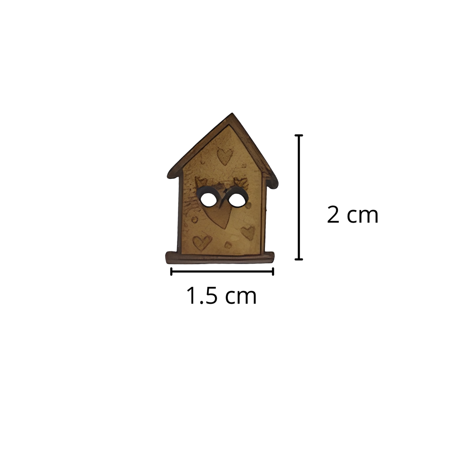 Botones Casita Corazón MDF 2 cm – Docena 1