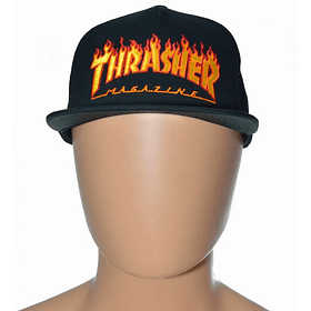 Boné Thrasher Embroidered Flame Logo Mesh - Black