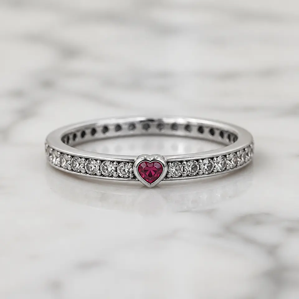 Anillo Corazón Rojo Brillante 1