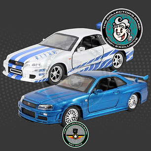 2 Fast 2 Furious - Fast & Furious: Brian's 2002 Nissan Skyline GT-R (R34) Silver & Blue 1:32