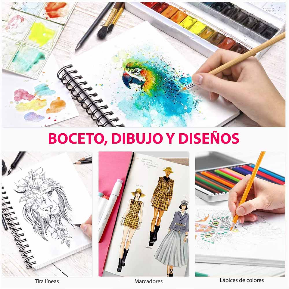 OHUHU BLOCK MIX MEDIA PAD PARA TÉCNICAS SECAS Y HÚMEDAS (25 X 19 CM, 62 H) 5